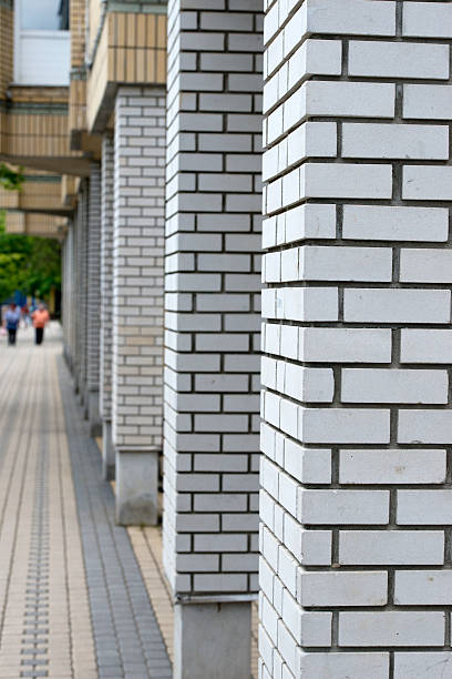 modern brick columns stock photo