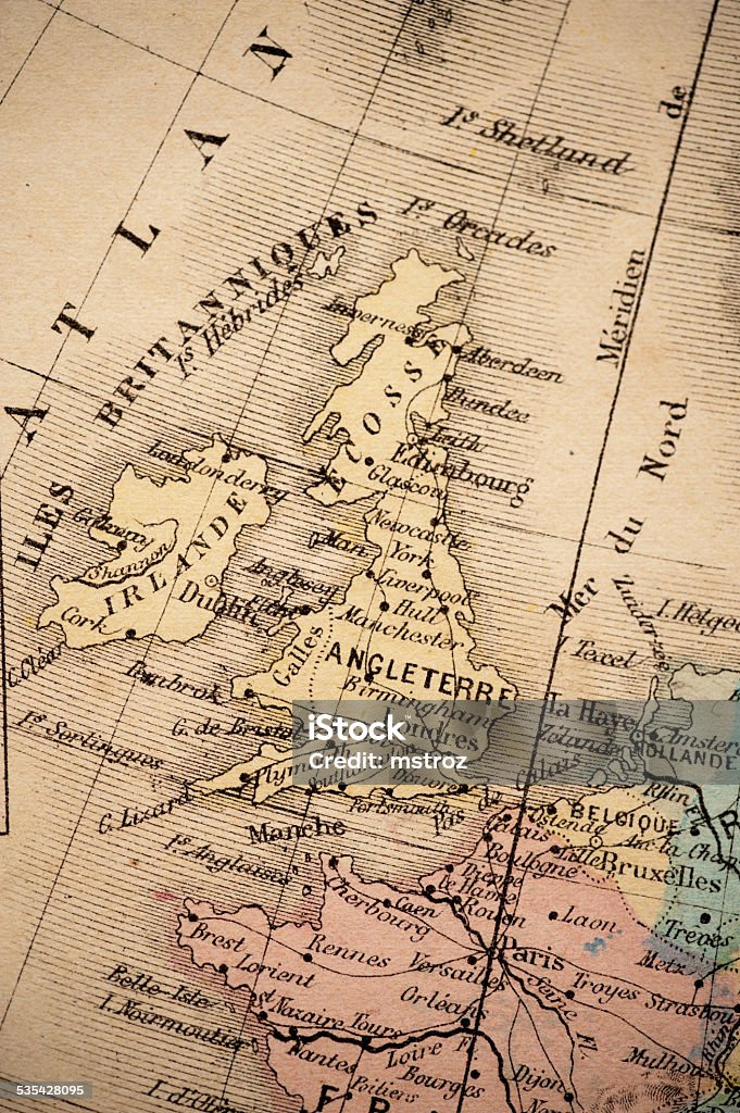 Antiguo Mapa de Reino Unido 1869 - Foto de stock de Mapa libre de derechos