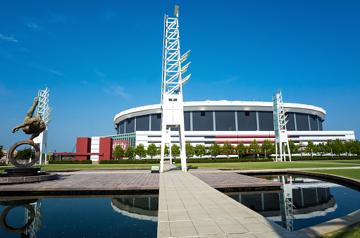 ATLANTA, USA - August 4, 2014: The Georgia Dome in Downtown Atlanta is home to the Atlanta Falcons August 4, 2014 in Atlanta, Georgia.