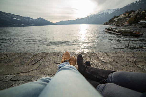 istock Couple relaxing on bench-Outdoors 535430771