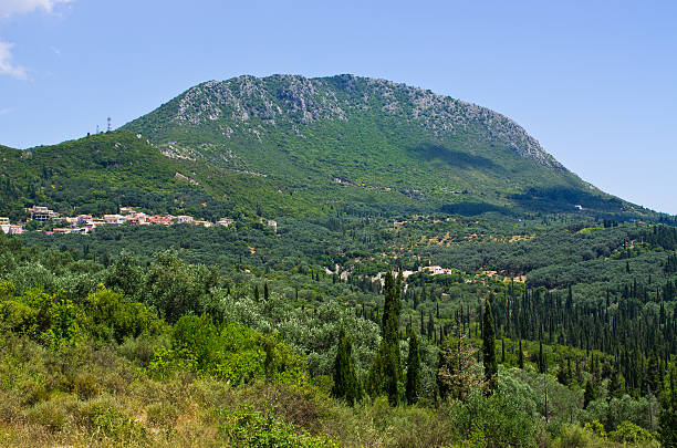 Pantokrator mountain on Corfu island, Greece stock photo
