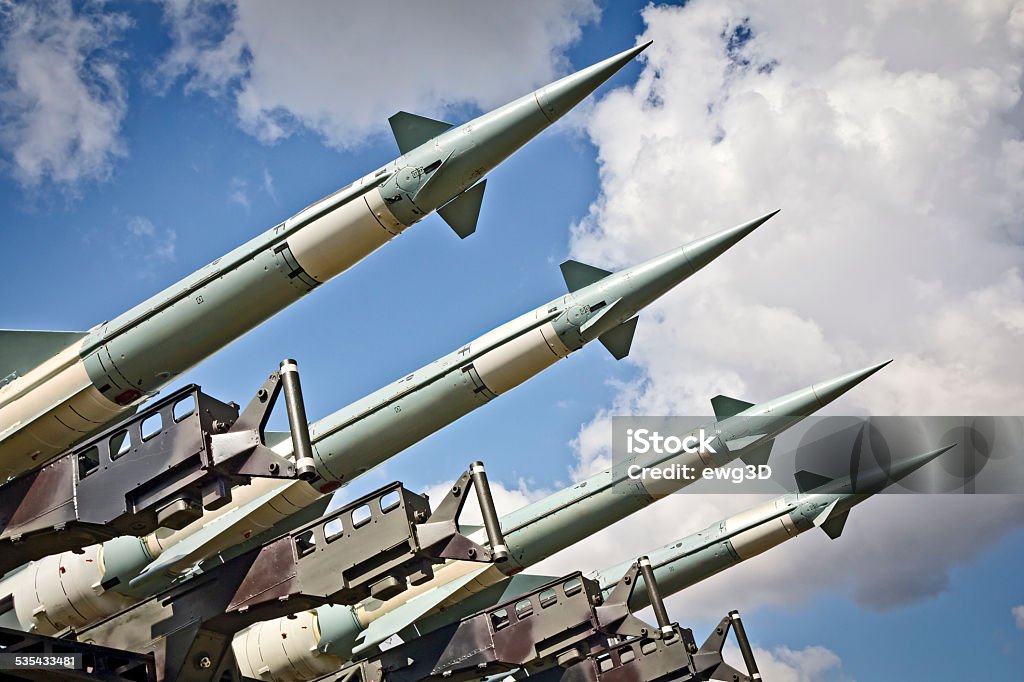 Military air missiles in defense readiness Medium range self-propelled anti-aircraft missiles S-125 Neva in defense readiness ready to launch Ukraine Stock Photo