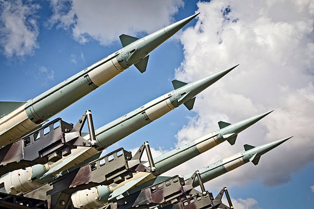 Military air missiles in defense readiness stock photo
