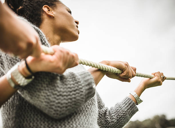 istock Friends doing the Tug of war - teamwork 535434537