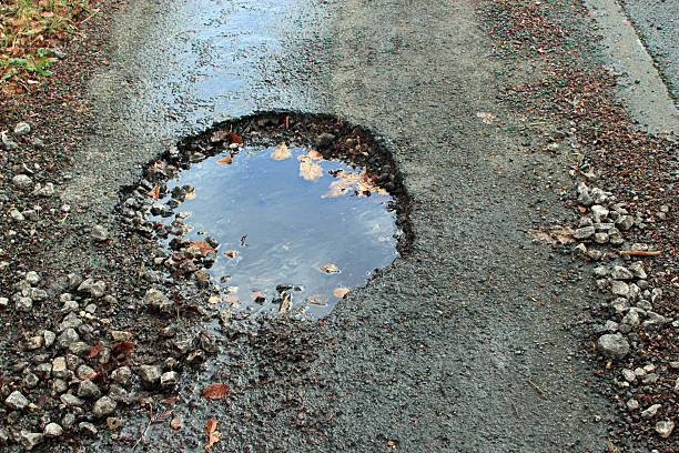 istock Close-up of a pothole 535434693