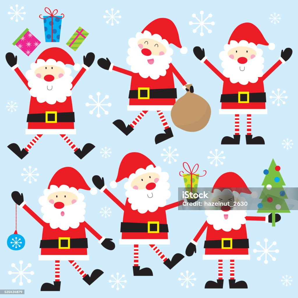 Santa in Action Santa Claus illustrations. EPS 10 File and large jpg included. Arts Culture and Entertainment stock vector
