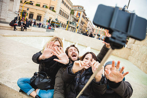 istock Group of happy friends taking a selfie 535435151
