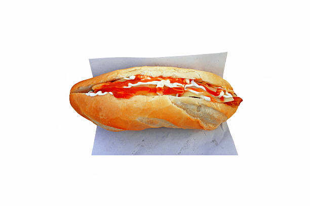 istock French bread sandwich in Laos' style on white background. 535441648