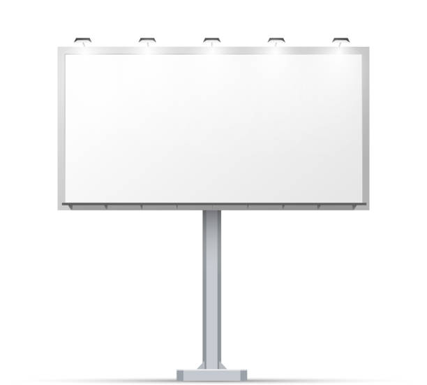 White outdoor billboard with place for advertising White outdoor billboard with place for advertising and with lighting billboard stock illustrations