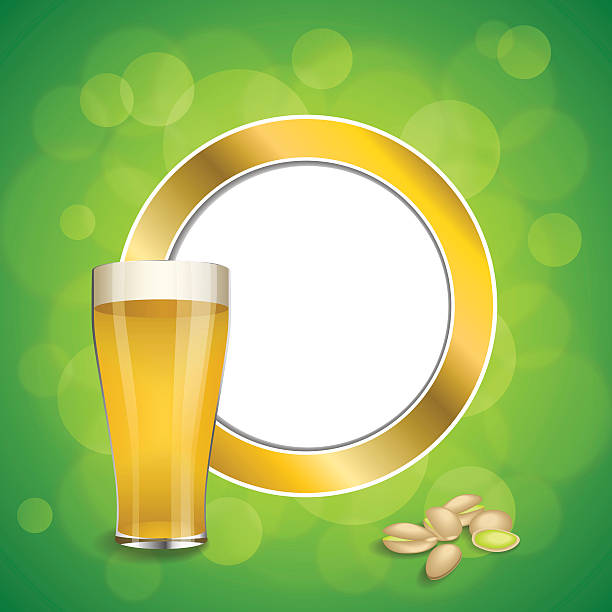 추상적 배경 초록색입니다 음료입니다 유리컵 맥주 피스타치오 골드 원 벡터 - pistachio beer nuts nut backgrounds stock illustrations