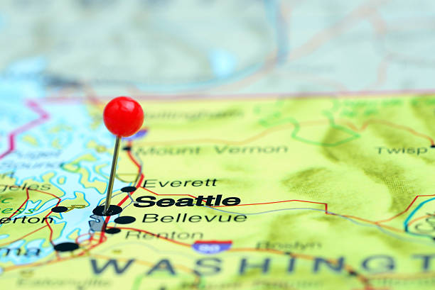 istock Seattle pinned on a map of USA 535450033