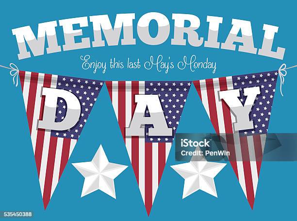 Memorial Day Poster With Festive Buntings Stock Illustration - Download Image Now - American Culture, Armed Forces, Blue