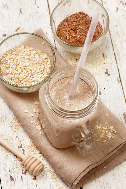 istock Smoothies with milk, oatmeal and flax seeds 535450548