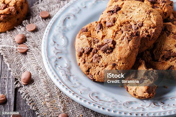 Chocolate Chip Cookies With Mint And Chocolate Drops Stock Photo - Download Image Now