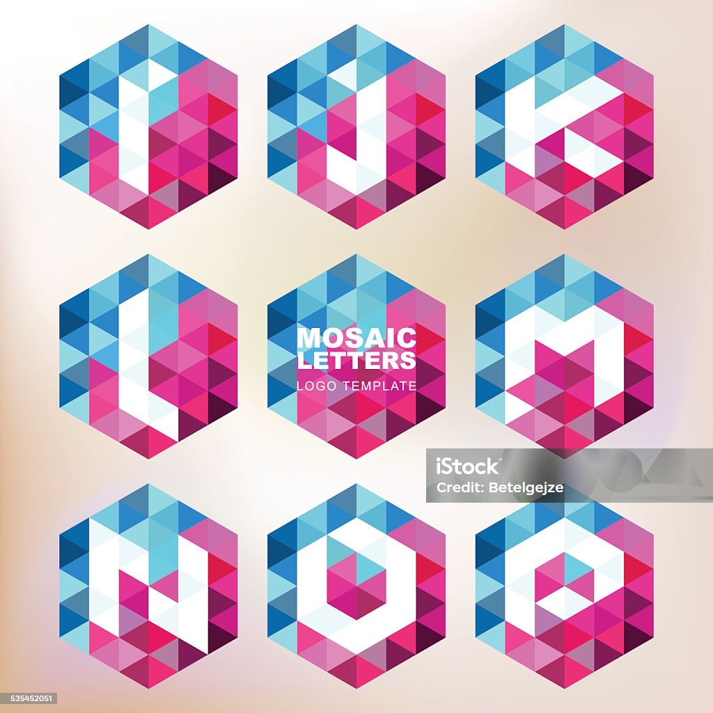 Set of mosaic letter icons. Geometric logo design template. Set of mosaic letter icons. Geometric logo design template. Corporate style, business technology abstract symbol. 2015 stock vector