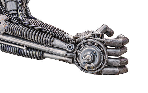 istock Hand of Metallic cyber or robot made from Mechanical ratchets. 535452063
