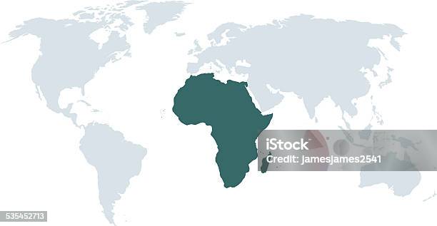 World Map Hight Lighting Africa Stock Illustration - Download Image Now - 2015, Africa, Asia