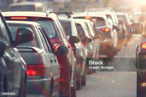 Traffic Jams In The City Road Rush Hour Stock Photo - Download Image Now - Traffic, Traffic Jam, Car