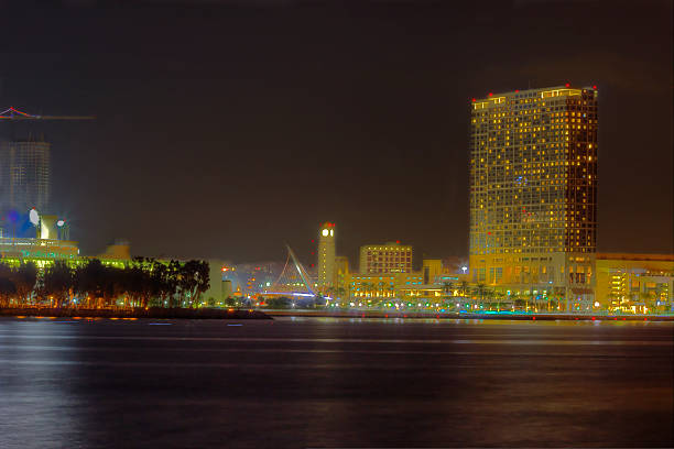 istock Partial San Diego skyline over water at night 535454823