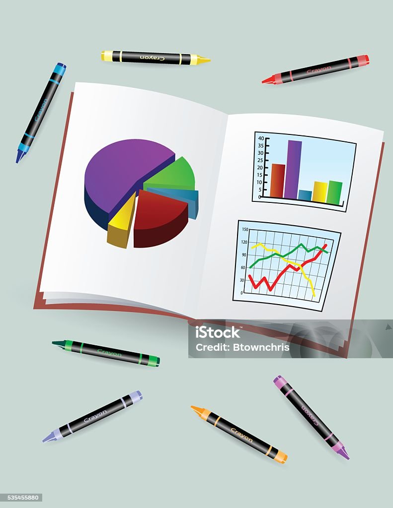 Bookend Graph Chart Book With Charts Stock Illustration - Download Image Now - Bar Graph ...
