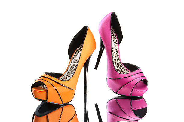 Women's Pink and Orange Pump Shoes stock photo