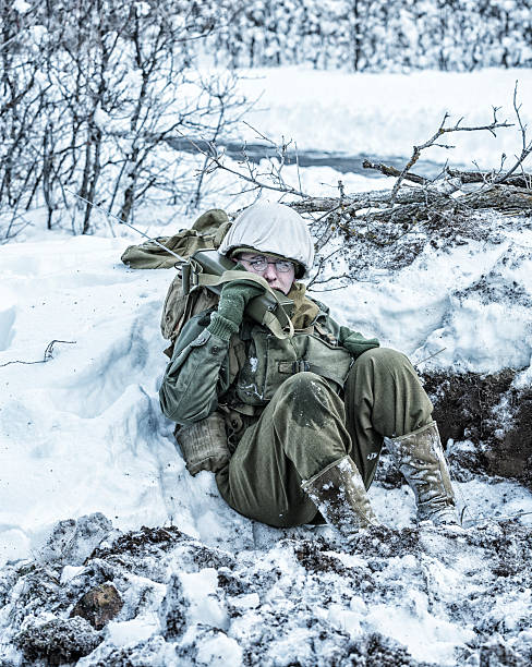 istock Anxious WWII US Army TEC5 Corporal Talking On Two-Way Radio 535456182