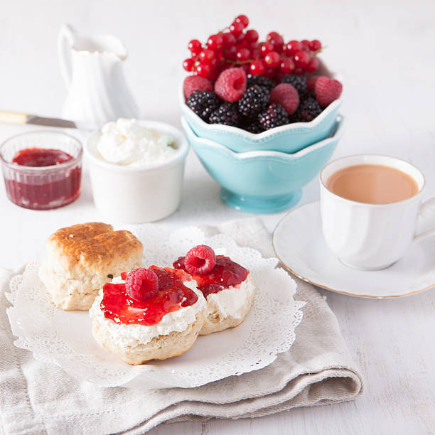istock Scones with clotted cream and strawberry jam 535456657