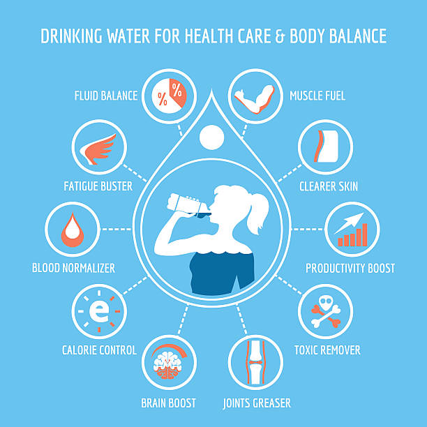 stockillustraties, clipart, cartoons en iconen met drinking water for health care infographic - drinking water
