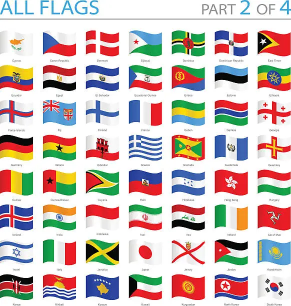 Vector illustration of All World Flags - Swung Icons - Illustration