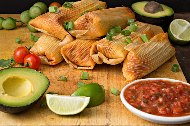 Tamales And Salsa stock photo