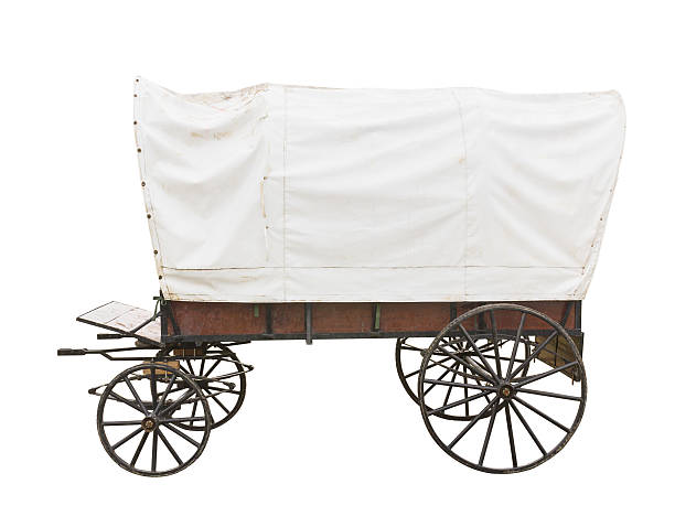 carroça coberta em branco - covered wagon imagens e fotografias de stock