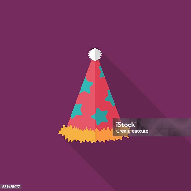 Birthday Party Hat Flat Icon With Long Shadow Eps10 Stock Illustration - Download Image Now