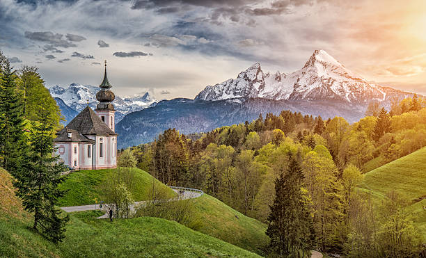 sielanka góry krajobraz w alpy bawarskie, berchtesgaden, niemcy - european alps germany landscaped spring zdjęcia i obrazy z banku zdjęć