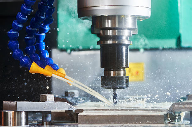 istock Milling metalwork process. CNC metal machining by vertical mill 535466922