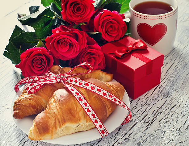 istock Breakfast for Valentines's Day on February 14 with romantic tabl 535467845