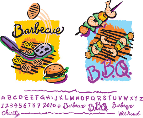 Scribbled Barbecues with matching hand lettering