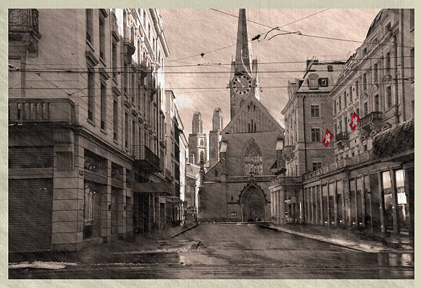 retro photo, zurich old town