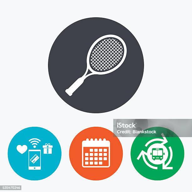 Tennis Racket Sign Icon Sport Symbol Stock Illustration - Download Image Now - Badge, Bus, Calendar