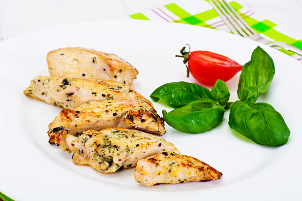 istock Grilled Chicken Fillet with Pepper,  Basil and Tomato 535475378