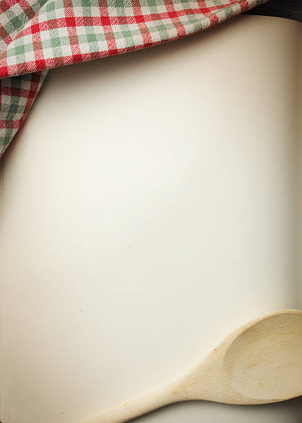 Blank recipe book on wooden table