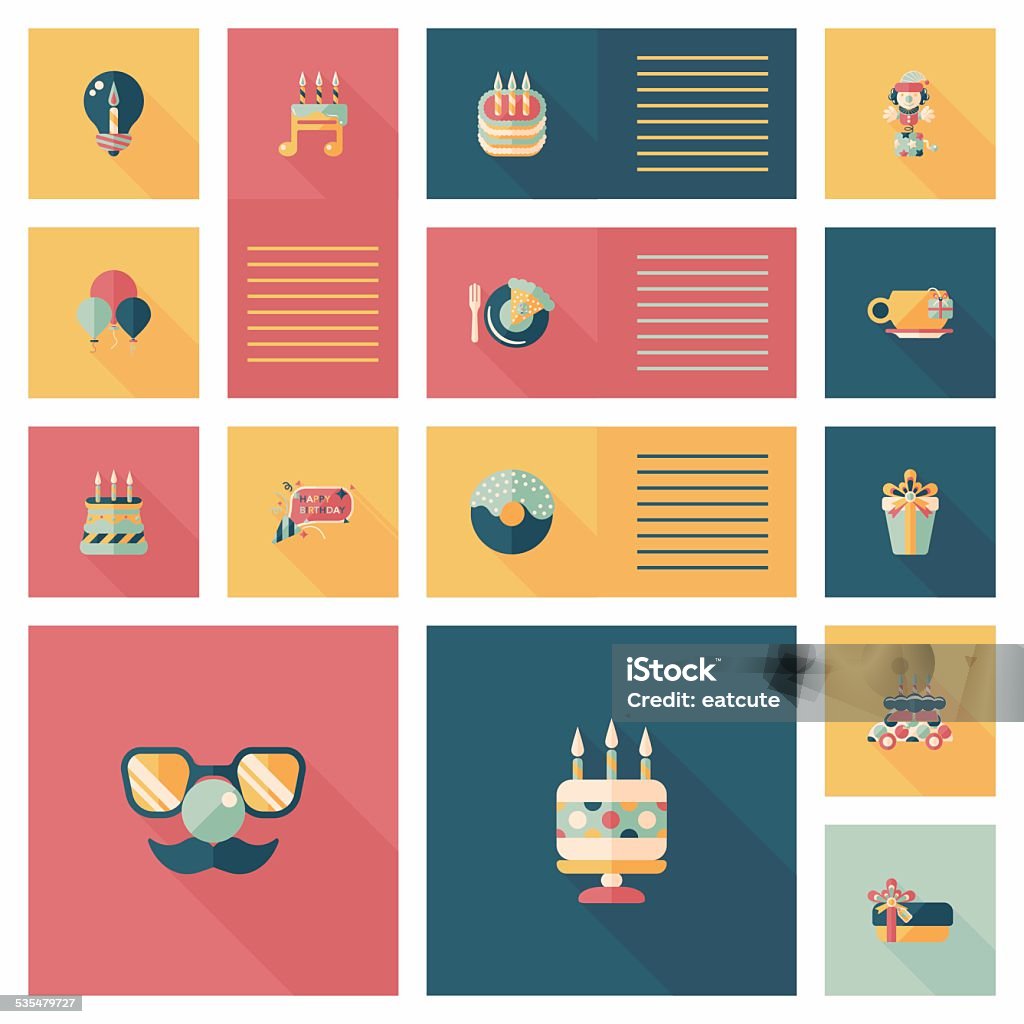 Bday Ui Birthday Ui Flat Banner Background Set Eps10 Stock Illustration ...