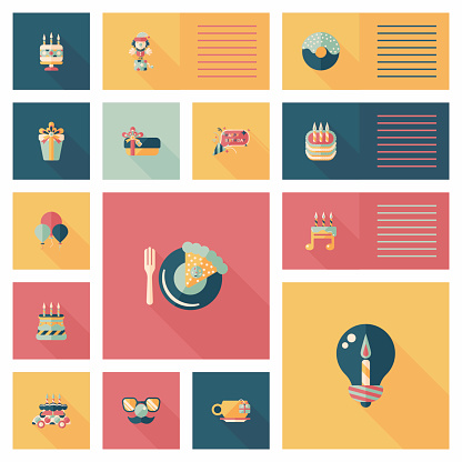 Bday Ui Birthday Ui Flat Banner Background Set Eps10 Stock Illustration ...