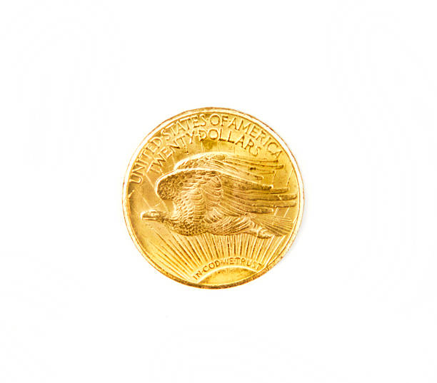 istock American 20 dollars gold eagle coins. 535480519