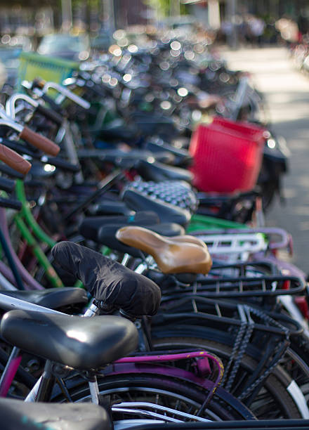 istock Amsterdam, Holland: Crowd of Parked Bikes at Train Station 535480840