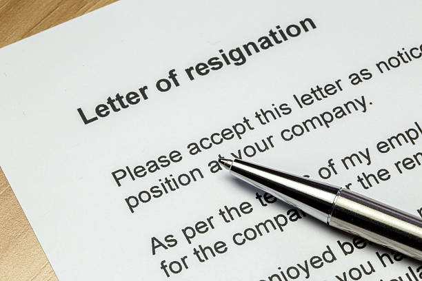 istock Letter of resignation silver pen 535481420
