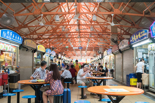Singapore - March 18, 2016 : Maxwell food center is The Maxwell Road Hawker Food Centre is well known for its affordable, tasty and huge variety of local hawker food.