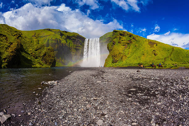 istock Horse tour to the waterfall summer 535486452