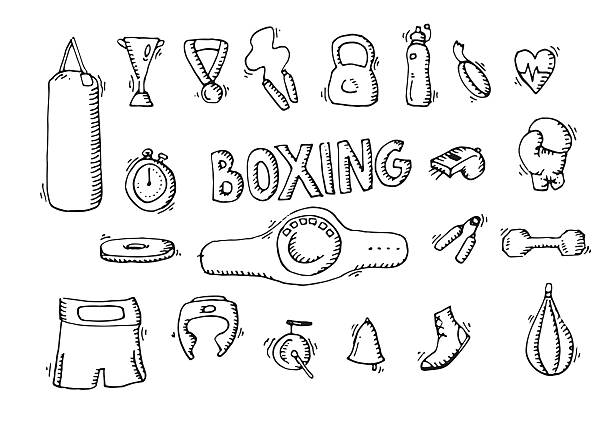 Boxing icons set vector art illustration