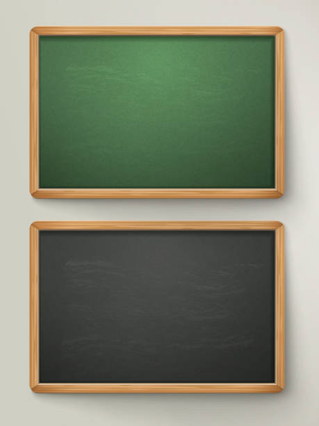 blank black chalkboard set blank black chalkboard set hanging on the wall chalkboard visual aid stock illustrations