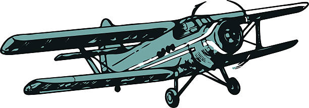 illustrations, cliparts, dessins animés et icônes de biplan rétro-illustration - airplane biplane retro revival old fashioned